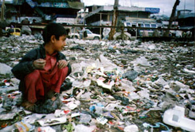 child in garbage