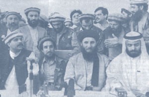 مسعود با گلبدین و باداران پاکستانی و عربی Massoud with Gulbuddin and Pakistani and Arab masters