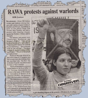 Reflection of RAWA demo in the Pakistan Observer newspaper