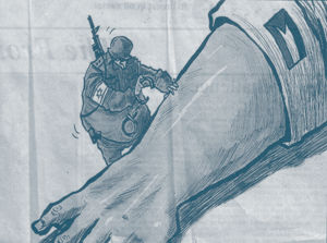 cartoon: powerful hands of palestinians can't be defeated