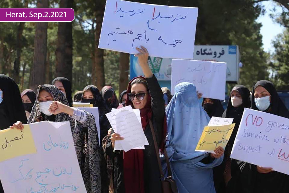 Afghan women protest against rule of the Taliban in Herat
