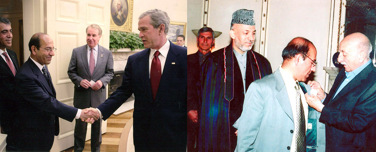 مخدوم رهین با جورج بوش، کرزی و ظاهرشاه