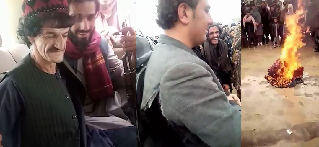 تحقیر خاشه کمیدین قندهاری و یک نوازنده پکتیایی توسط طالبان